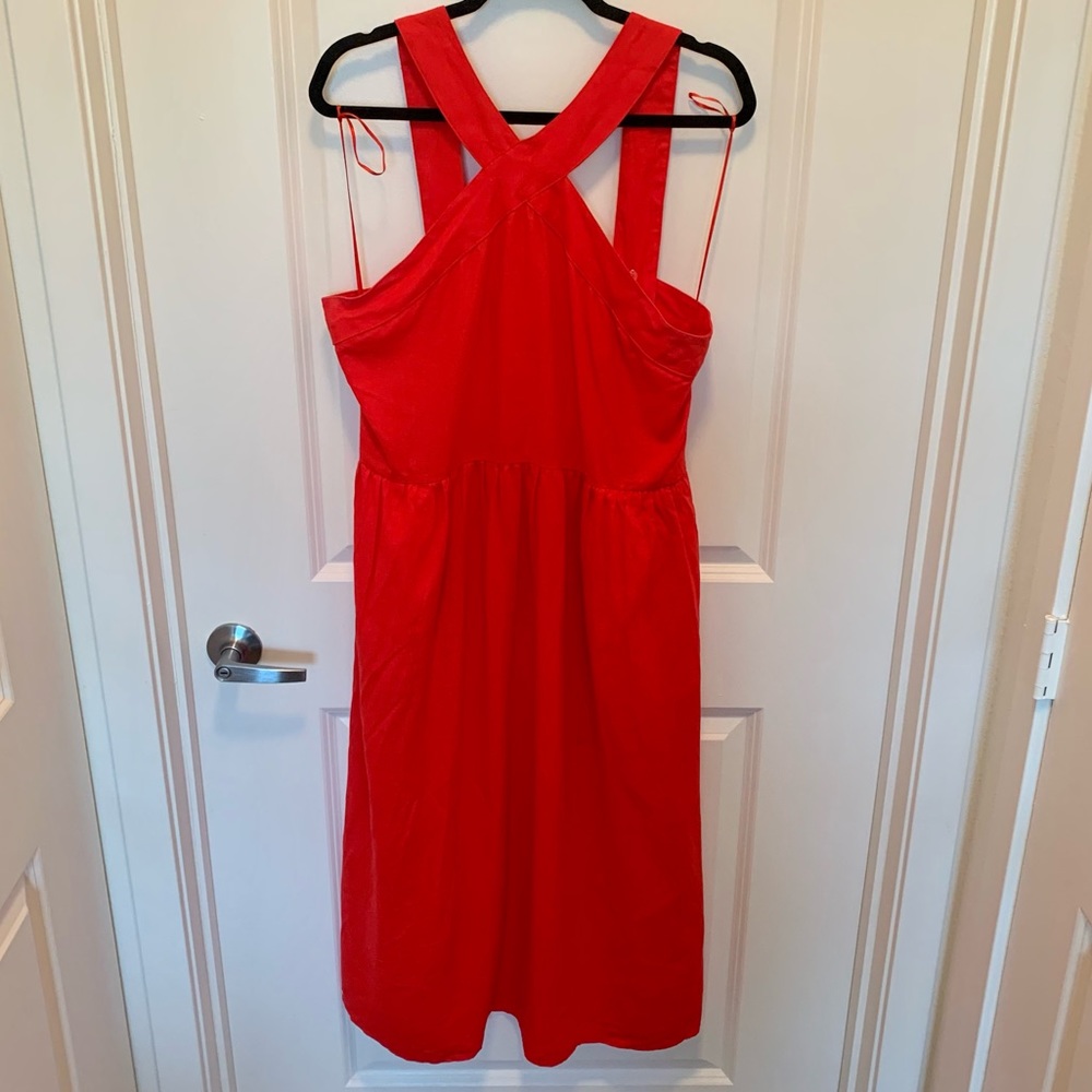 A New Day Red Midi Dress Cross Neck Adjustable Straps XL